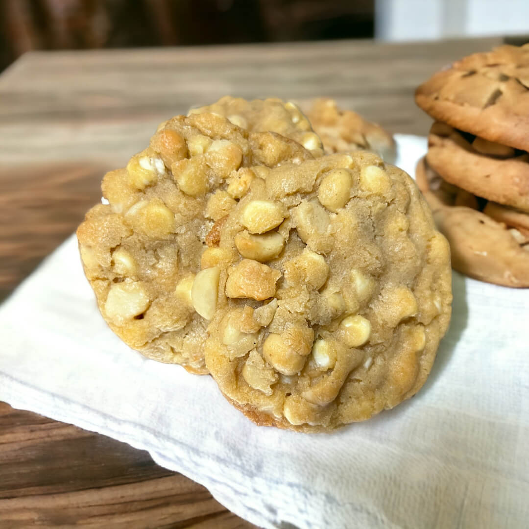 A close up of cookies on top of a napkin