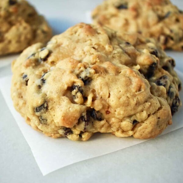 A close up of some cookies on a napkin