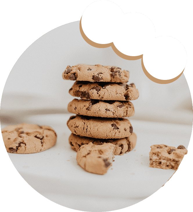 A stack of cookies on top of a table.