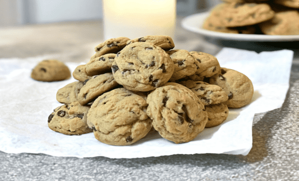 A pile of cookies sitting on top of a white paper.